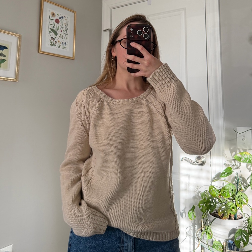 Vintage 90s Beige Crew Neck Sweater